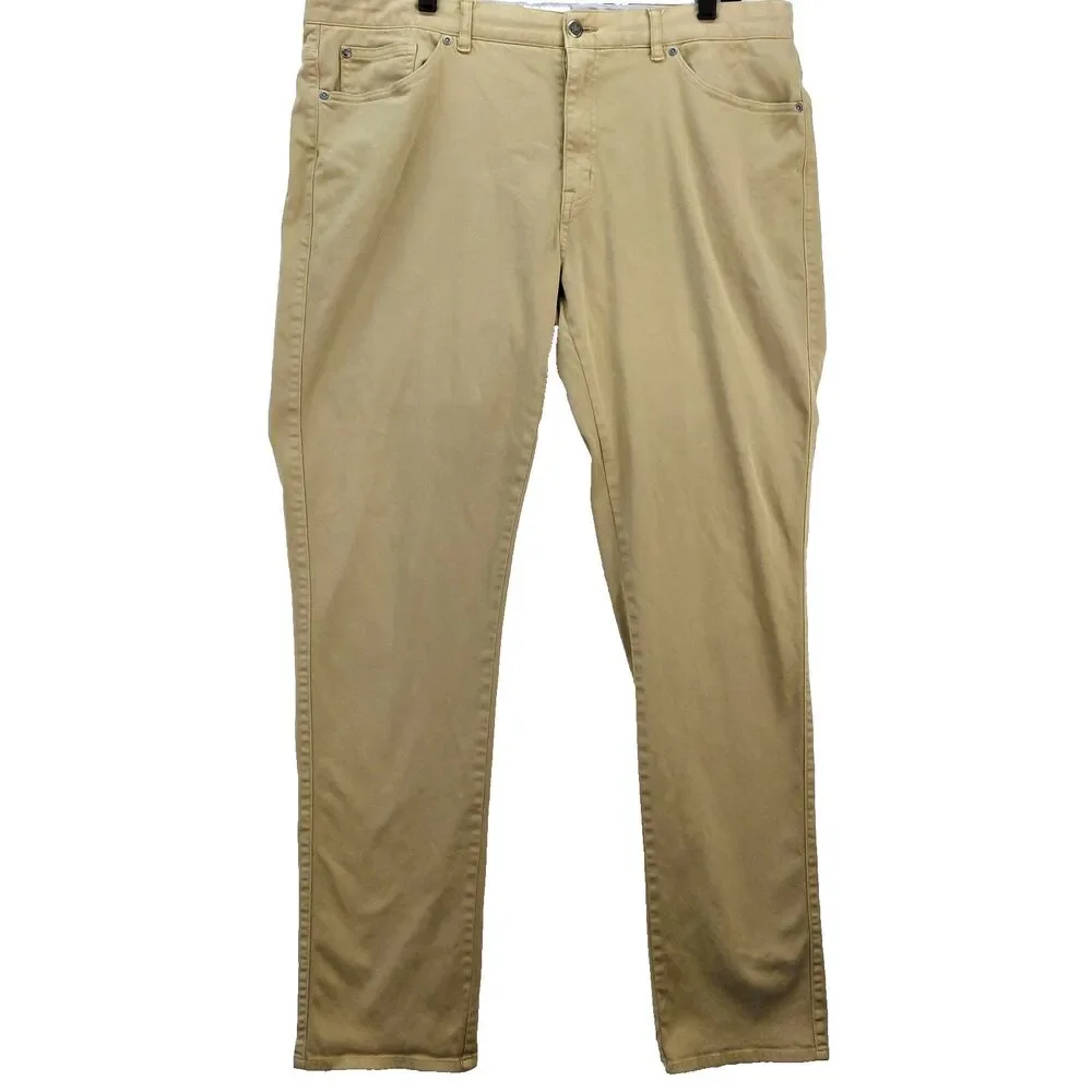 Peter Millar Pants Mens 38x33 Khaki Ultimate Sateen 5 Pocket Golf Chinos ME0B39